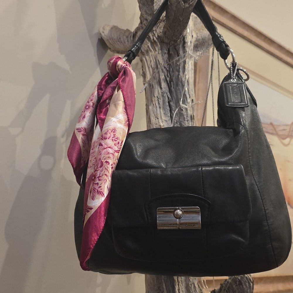 Coach Black Glove Tanned Leather KRISTIN SLOUCHY HOBO